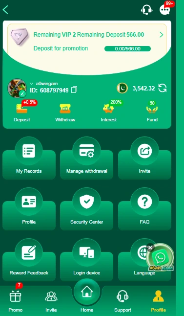 A6WIN Game Deposit and Withdraw Dashboard Over view
